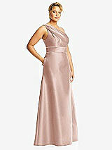 Side View Thumbnail - Toasted Sugar & Toasted Sugar Draped One-Shoulder Satin Maxi Dress with Pockets