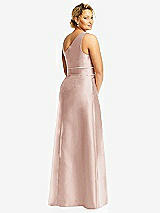 Rear View Thumbnail - Toasted Sugar & Toasted Sugar Draped One-Shoulder Satin Maxi Dress with Pockets