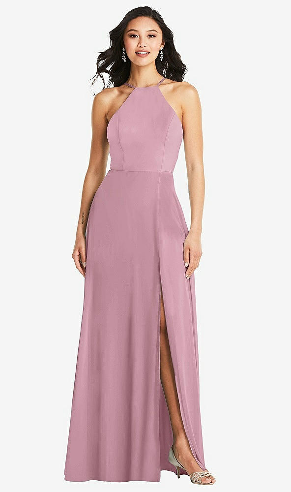 Front View - Dusty Pink Bella Bridesmaids Dress BB129