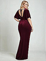 Alt View 3 Thumbnail - Cabernet Flutter Sleeve Open-Back Velvet Maxi Dress with Draped Wrap Skirt