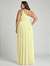 Alt View 2 Thumbnail - Butter Yellow One-Shoulder Chiffon Maxi Dress with Shirred Front Slit