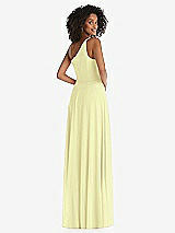 Rear View Thumbnail - Butter Yellow One-Shoulder Chiffon Maxi Dress with Shirred Front Slit