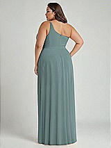 Alt View 2 Thumbnail - Icelandic One-Shoulder Chiffon Maxi Dress with Shirred Front Slit