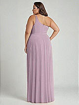 Alt View 2 Thumbnail - Suede Rose One-Shoulder Chiffon Maxi Dress with Shirred Front Slit