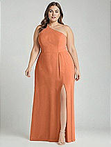 Alt View 1 Thumbnail - Sweet Melon One-Shoulder Chiffon Maxi Dress with Shirred Front Slit