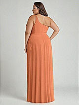 Alt View 2 Thumbnail - Sweet Melon One-Shoulder Chiffon Maxi Dress with Shirred Front Slit