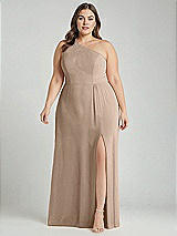 Alt View 1 Thumbnail - Topaz One-Shoulder Chiffon Maxi Dress with Shirred Front Slit