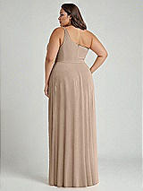 Alt View 2 Thumbnail - Topaz One-Shoulder Chiffon Maxi Dress with Shirred Front Slit