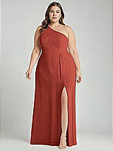 Alt View 1 Thumbnail - Amber Sunset One-Shoulder Chiffon Maxi Dress with Shirred Front Slit