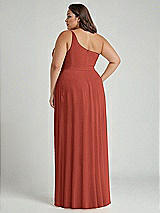 Alt View 2 Thumbnail - Amber Sunset One-Shoulder Chiffon Maxi Dress with Shirred Front Slit