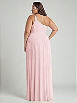 Alt View 2 Thumbnail - Ballet Pink One-Shoulder Chiffon Maxi Dress with Shirred Front Slit