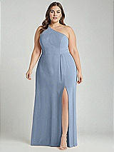 Alt View 1 Thumbnail - Cloudy One-Shoulder Chiffon Maxi Dress with Shirred Front Slit