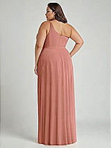 Alt View 2 Thumbnail - Desert Rose One-Shoulder Chiffon Maxi Dress with Shirred Front Slit
