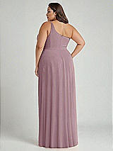 Alt View 2 Thumbnail - Dusty Rose One-Shoulder Chiffon Maxi Dress with Shirred Front Slit