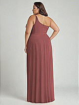 Alt View 2 Thumbnail - English Rose One-Shoulder Chiffon Maxi Dress with Shirred Front Slit