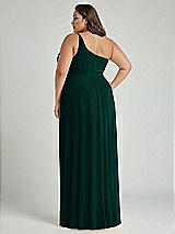 Alt View 2 Thumbnail - Evergreen One-Shoulder Chiffon Maxi Dress with Shirred Front Slit