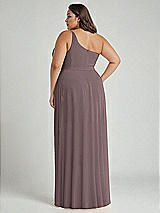 Alt View 2 Thumbnail - French Truffle One-Shoulder Chiffon Maxi Dress with Shirred Front Slit