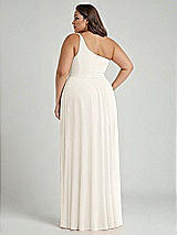 Alt View 2 Thumbnail - Ivory One-Shoulder Chiffon Maxi Dress with Shirred Front Slit