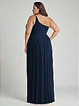 Alt View 2 Thumbnail - Midnight Navy One-Shoulder Chiffon Maxi Dress with Shirred Front Slit