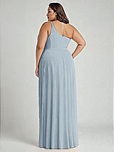 Alt View 2 Thumbnail - Mist One-Shoulder Chiffon Maxi Dress with Shirred Front Slit