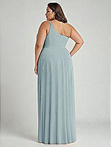 Alt View 2 Thumbnail - Morning Sky One-Shoulder Chiffon Maxi Dress with Shirred Front Slit
