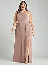 Alt View 1 Thumbnail - Neu Nude One-Shoulder Chiffon Maxi Dress with Shirred Front Slit