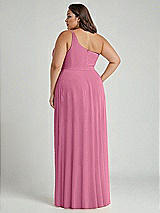 Alt View 2 Thumbnail - Orchid Pink One-Shoulder Chiffon Maxi Dress with Shirred Front Slit