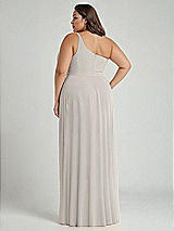 Alt View 2 Thumbnail - Oyster One-Shoulder Chiffon Maxi Dress with Shirred Front Slit