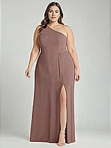 Alt View 1 Thumbnail - Sienna One-Shoulder Chiffon Maxi Dress with Shirred Front Slit