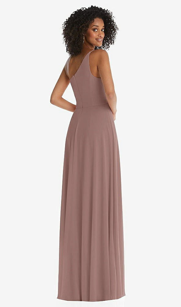 Back View - Sienna One-Shoulder Chiffon Maxi Dress with Shirred Front Slit