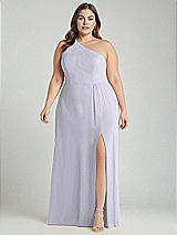 Alt View 1 Thumbnail - Silver Dove One-Shoulder Chiffon Maxi Dress with Shirred Front Slit
