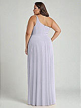 Alt View 2 Thumbnail - Silver Dove One-Shoulder Chiffon Maxi Dress with Shirred Front Slit