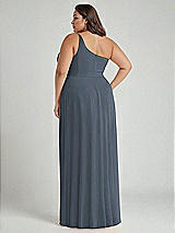 Alt View 2 Thumbnail - Silverstone One-Shoulder Chiffon Maxi Dress with Shirred Front Slit