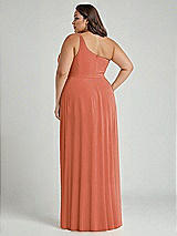 Alt View 2 Thumbnail - Terracotta Copper One-Shoulder Chiffon Maxi Dress with Shirred Front Slit