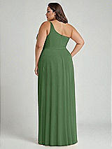 Alt View 2 Thumbnail - Vineyard Green One-Shoulder Chiffon Maxi Dress with Shirred Front Slit