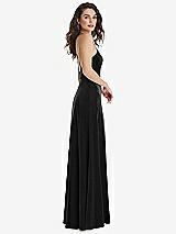 Side View Thumbnail - Black High Neck Halter Open-Back Velvet Dress - Alix