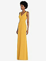 Side View Thumbnail - NYC Yellow Square Low-Back A-Line Dress with Front Slit and Pockets