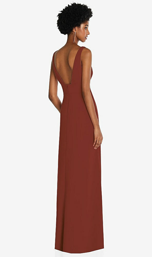 Back View - Auburn Moon Square Low-Back A-Line Dress with Front Slit and Pockets