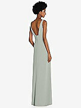 Rear View Thumbnail - Willow Green Square Low-Back A-Line Dress with Front Slit and Pockets