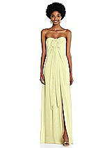 Alt View 3 Thumbnail - Butter Yellow Draped Chiffon Grecian Column Gown with Convertible Straps