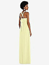 Side View Thumbnail - Butter Yellow Draped Chiffon Grecian Column Gown with Convertible Straps