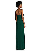 Alt View 4 Thumbnail - Hunter Green Draped Chiffon Grecian Column Gown with Convertible Straps