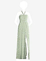 Front View Thumbnail - Vintage Primrose Sage Draped Chiffon Grecian Column Gown with Convertible Straps