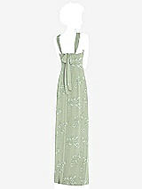 Rear View Thumbnail - Vintage Primrose Sage Draped Chiffon Grecian Column Gown with Convertible Straps