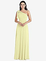 Alt View 1 Thumbnail - Butter Yellow Draped One-Shoulder Maxi Dress with Scarf Bow