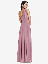 Alt View 3 Thumbnail - Dusty Pink Draped One-Shoulder Maxi Dress with Scarf Bow