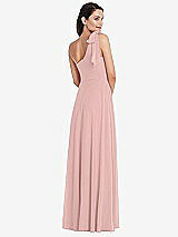 Alt View 3 Thumbnail - Rose - PANTONE Rose Quartz Draped One-Shoulder Maxi Dress with Scarf Bow
