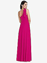 Alt View 3 Thumbnail - Think Pink Draped One-Shoulder Maxi Dress with Scarf Bow