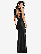 Alt View 2 Thumbnail - Black Ruffle Trimmed Open-Back Maxi Slip Dress