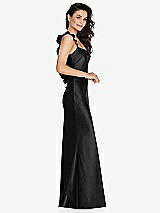 Side View Thumbnail - Black Ruffle Trimmed Open-Back Maxi Slip Dress